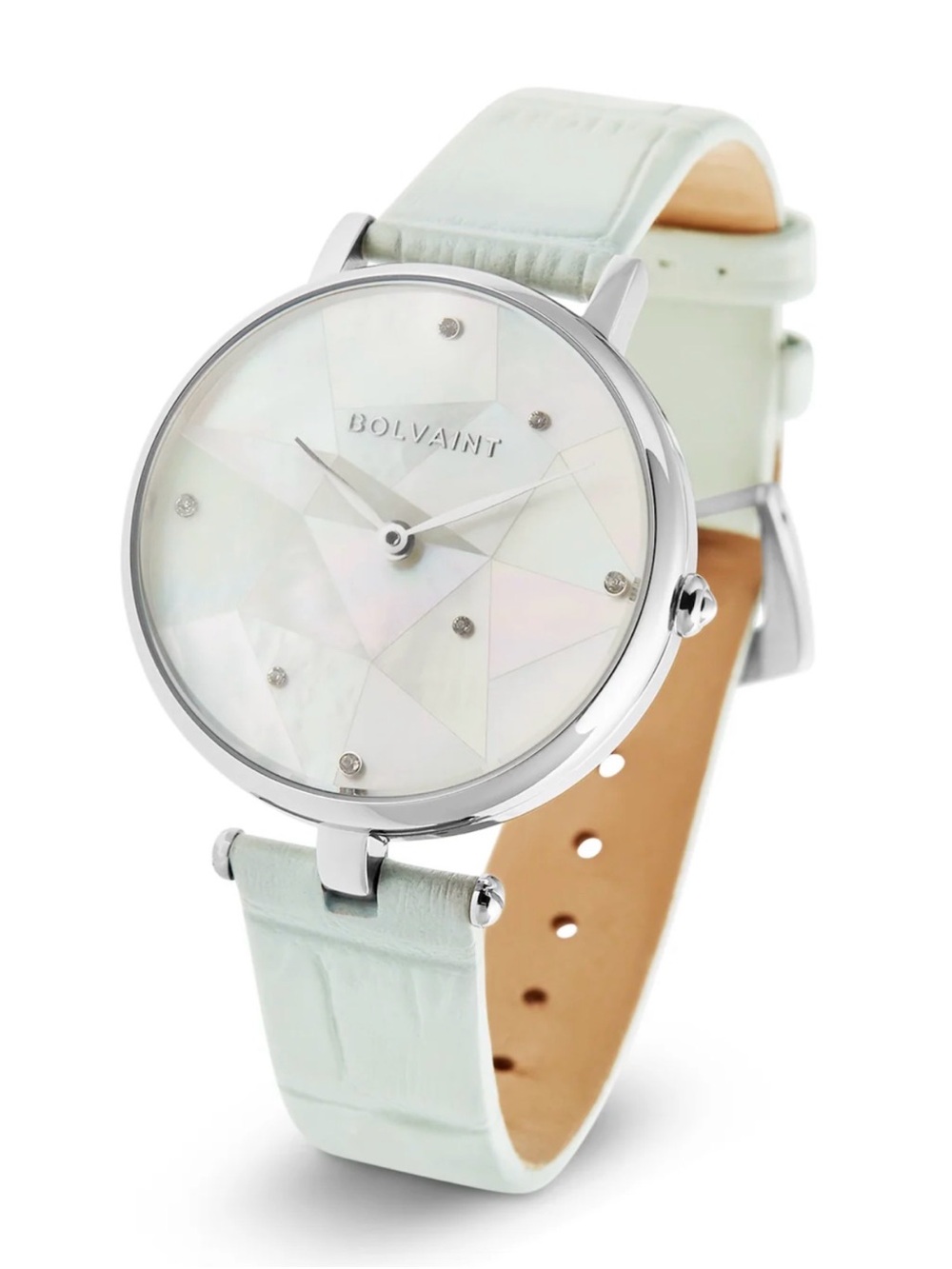NWT Bolvaint Women's Leather Strap Watch with Mother-of-Pearl Dial